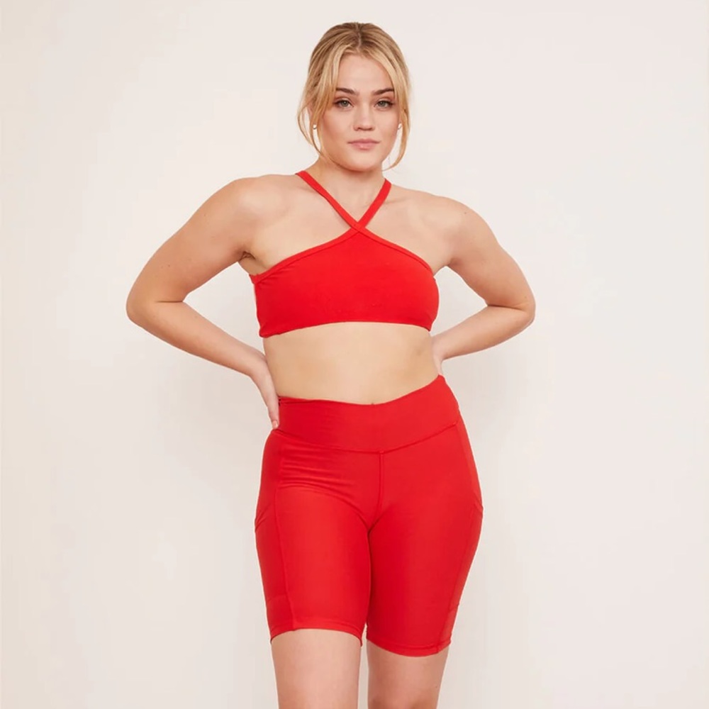 Wolven red halter crop top size medium